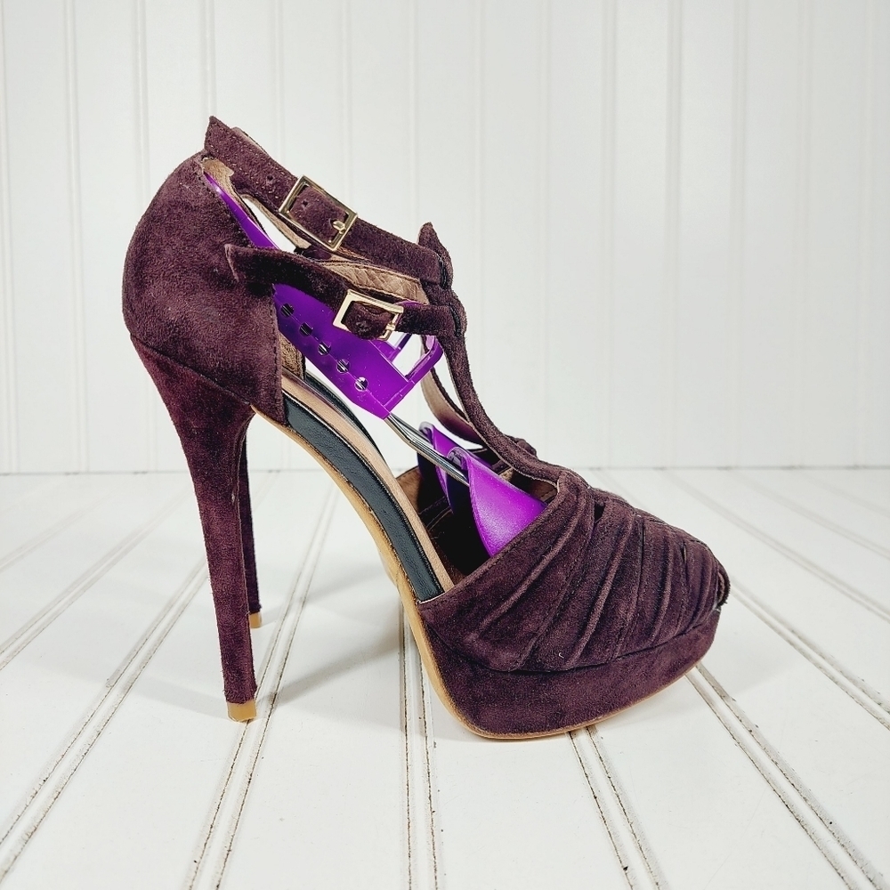 NEW Joie Women's Rexanne Platform Purple Pump Buckle Strap High Heels B166 - Picture 5 of 11